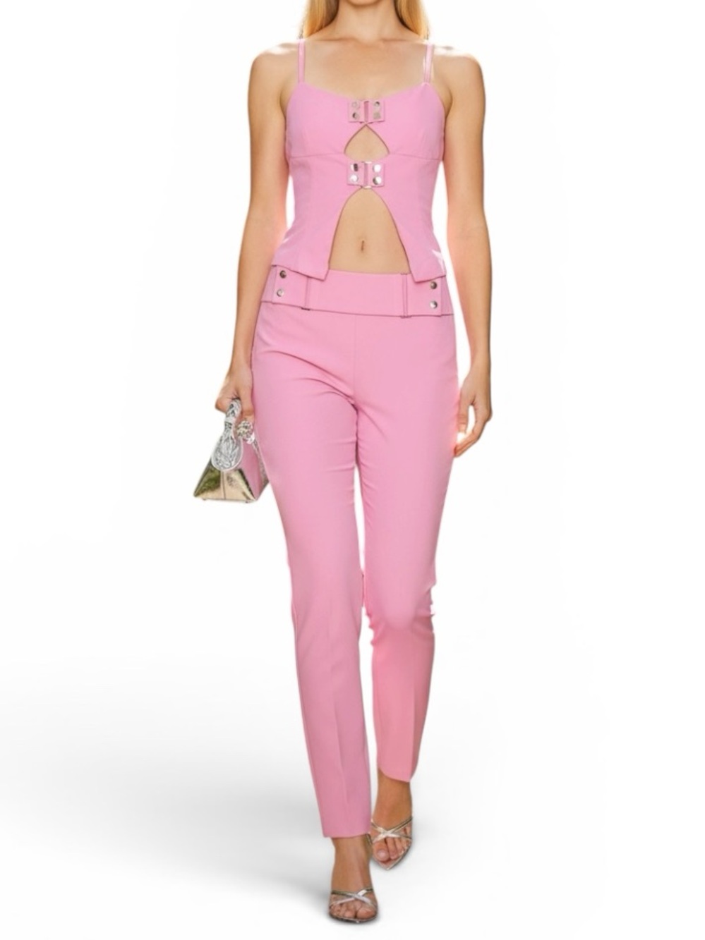 Pink Cutout Spaghetti Strap Skimpy Top‎ Small Clubwear Rave Kawaii Barbie Party